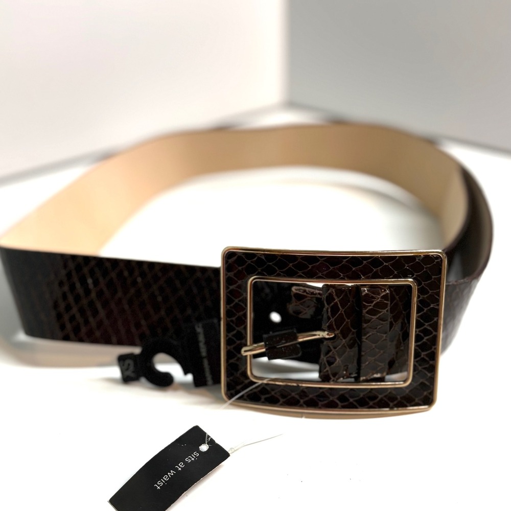 NWT Banana Republic Brown Leather Snakeskin Effect Belt in Size XS